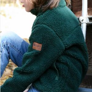 Oaki Forest Green Teddy Sherpa Jacket for Kids